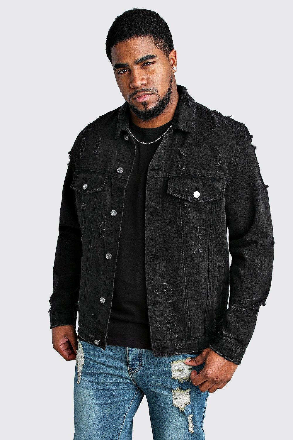 Boohooman black clearance denim jacket